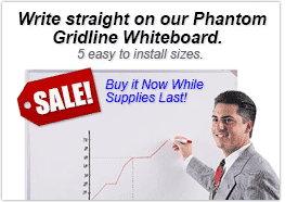 SALE! Write straight on our Phantom Gridline Whiteboards - 5 easy to install sizes.