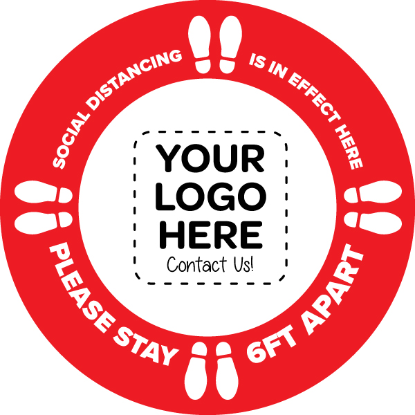 Custom sticker indicating stand point during social distancing