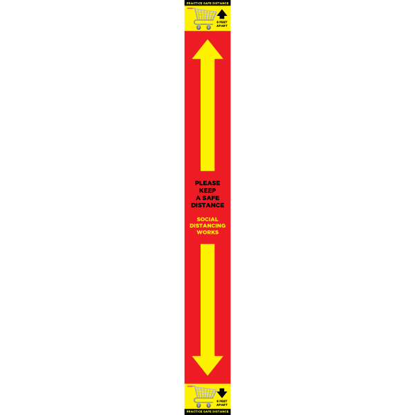 Sticker providing proper six foot spacing between shoppers
